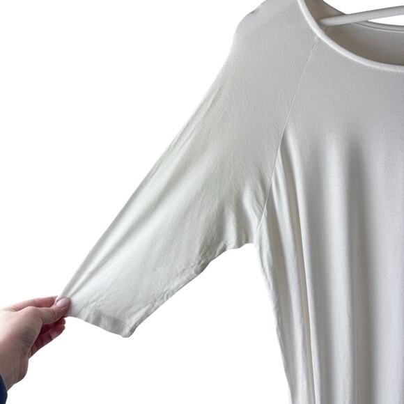 Alembika White T Shirt Dress Tunic Slits Size 1 6-8 Lagenlook - Picture 5 of 8